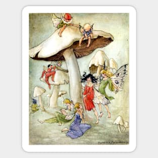 Fairies on Mushroom Hill - Florence Anderson 1914 Sticker